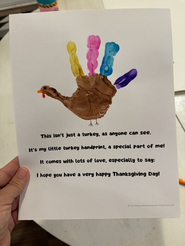 adorable thanksgiving turkey handprint poem printable - mimosas